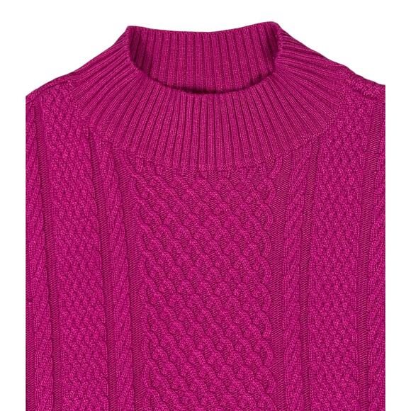 Talbots Cable Knit Button Cuff Sweater Vivid Berry Large Classy Sophisticated - Picture 5 of 9